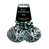 Maori Patterned Fabric Poi -  Green
