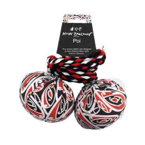 Maori Patterned Fabric Poi -  Red