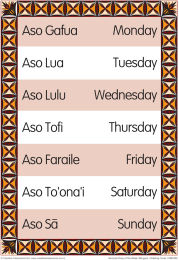 Days of the Week Samoan Bilingual Chart