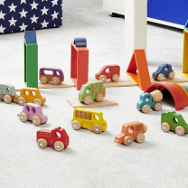 Rainbow Wooden Vehicles - Pack of 12