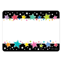 Colourful Stars on Black Name Tags