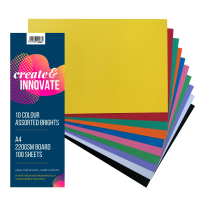 Board A4 10 Bright Colours 220gsm - Pack of 100