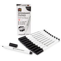 Black Thin Whiteboard Markers - Pack of 10