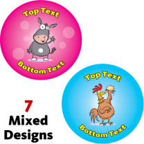 Funky Farm Animals Personalised Stickers