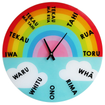 Te Reo Rainbow Glass Clock