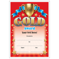 Gold Award Personalised Certificates