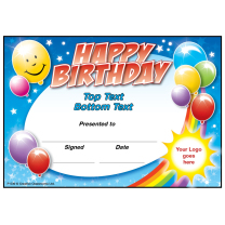 Birthday Balloons Personalised Certificates
