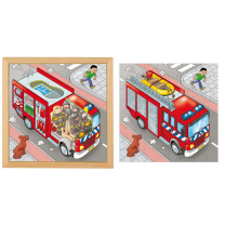 Fire Truck Two Layer Wooden Puzzle