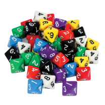 Large 8-Sided Numbered Dice - Set of 5