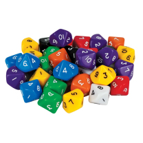 Large 10-Sided Numbered Dice - Set of 50