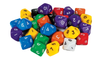 Large 10-Sided Numbered Dice - Set of 5